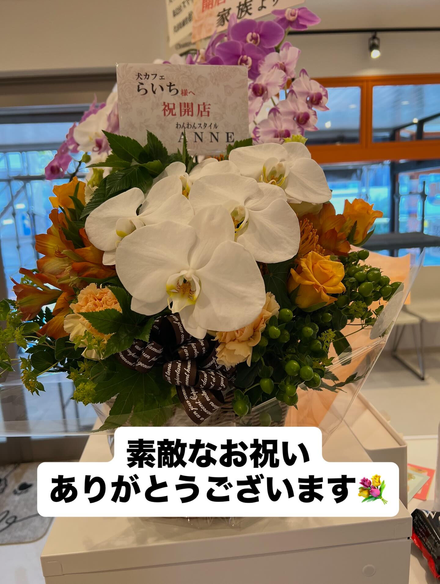 素敵なお祝いのお花ありがとうございます🧡